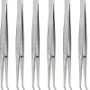 Stainless Steel Curved Tweezers Set, 6 Pieces, 6 Inch