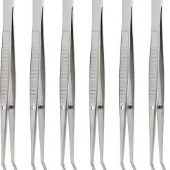 Stainless Steel Curved Tweezers Set, 6 Pieces, 6 Inch