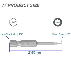 Alternative view of Hex Allen Wrench Drill Bit Set 1/16" 10pcs S2 Steel