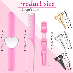 Alternative view of 22 Pces Hair Braiding Tools with Magnetic Wrist Sewing Pincushion Pin Wristband Stainless Stitch Braid Finger Ring Tool Pintail Rat Tail Comb Sectioning Alligator Clips Salon Home(Pink)