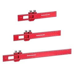 Woodworking Ruler Set with Adjustable Slide Stop, 3-Piece