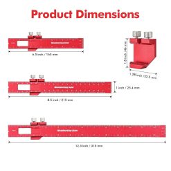 Alternative view of Woodworking Ruler Set with Adjustable Slide Stop, 3-Piece