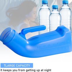 Alternative view of Male Urinals Urine Bottle for Men Portable Travel Pee Bottles Spill Proof Urinary Chamber with Screw-on-Lid Plastic Bedside Urinals for Men, 1L