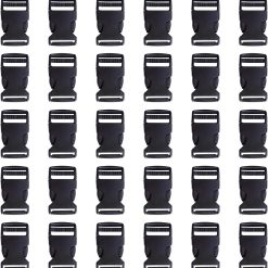 Side Release Buckle 1 Inch Plastic Buckles Clip Adjustable Release for Paracord Webbing Belt (Black, 1 Inch, 30 Piece)
