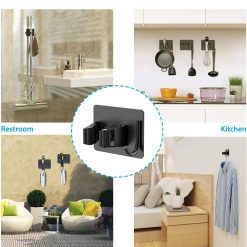 Mop Broom Holder No Drill, Mop Broom Organizer Wall Mounted Heavy Duty with Hooks Hanger, Self Adhesive Stainless Steel 4Pcs for Bathroom, Kitchen, Office (Black) 15 V1258 DP02 C 1403 202604022000 07