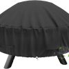Round Fire Pit Cover 22-32 Inch, Waterproof with Vents
