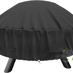 Round Fire Pit Cover 22-32 Inch, Waterproof with Vents