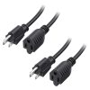 2-Pack 16 AWG Extension Cord 10ft 3-Prong Power