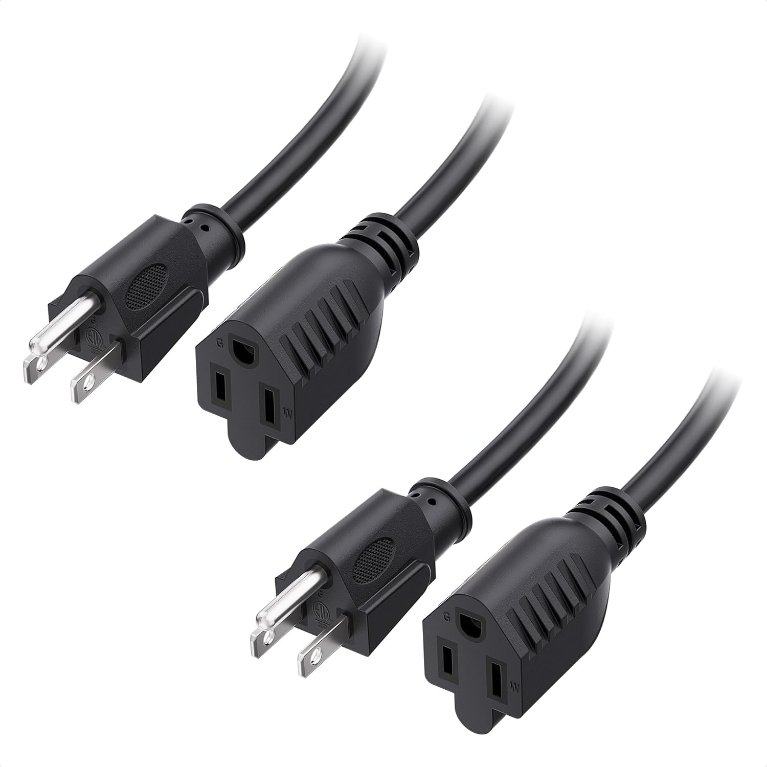 2-Pack 16 AWG Extension Cord 10ft 3-Prong Power 1 2-Pack 16 AWG Extension Cord 10ft 3-Prong Power