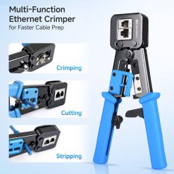 Alternative view of RJ45 Crimp Tool for Pass-Through Connectors with Wire Cutter and Stripper