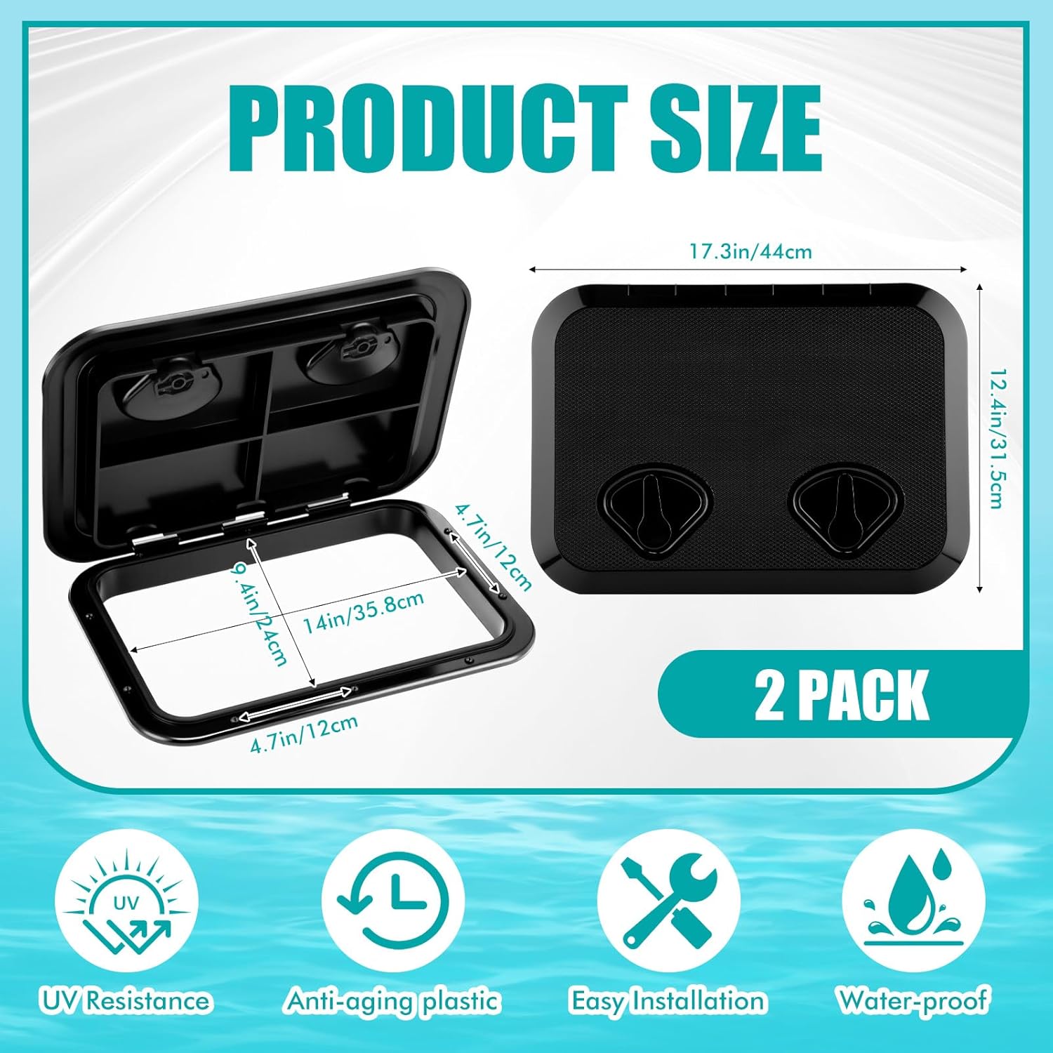 Marine deck hatch with lid, stainless steel screws, non-slip 2 Marine deck hatch with lid, stainless steel screws, non-slip - Image 2