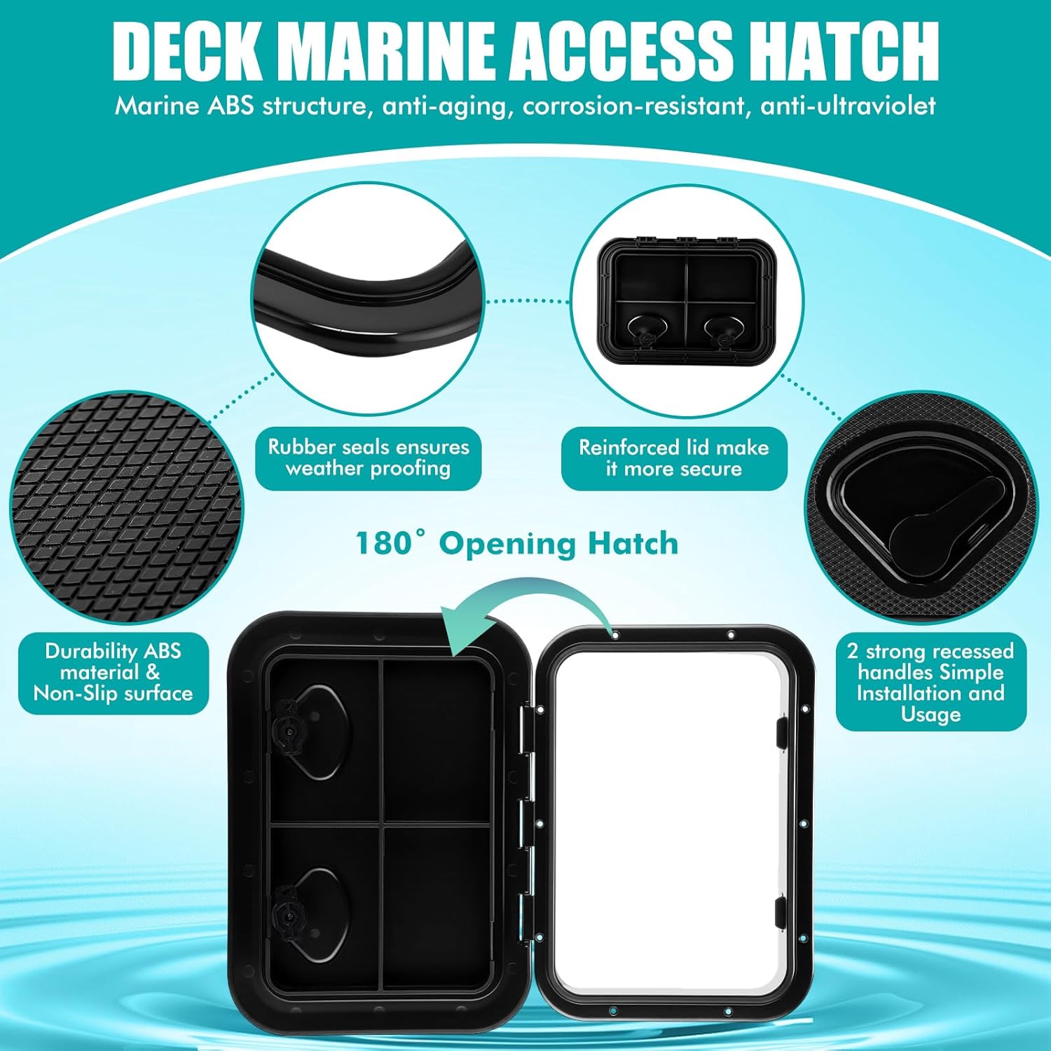 Marine deck hatch with lid, stainless steel screws, non-slip 3 Marine deck hatch with lid, stainless steel screws, non-slip - Image 3