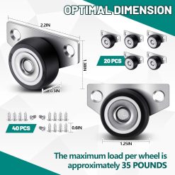 Alternative view of 1.25 Inch Side Mount Caster Wheels Set of 20
