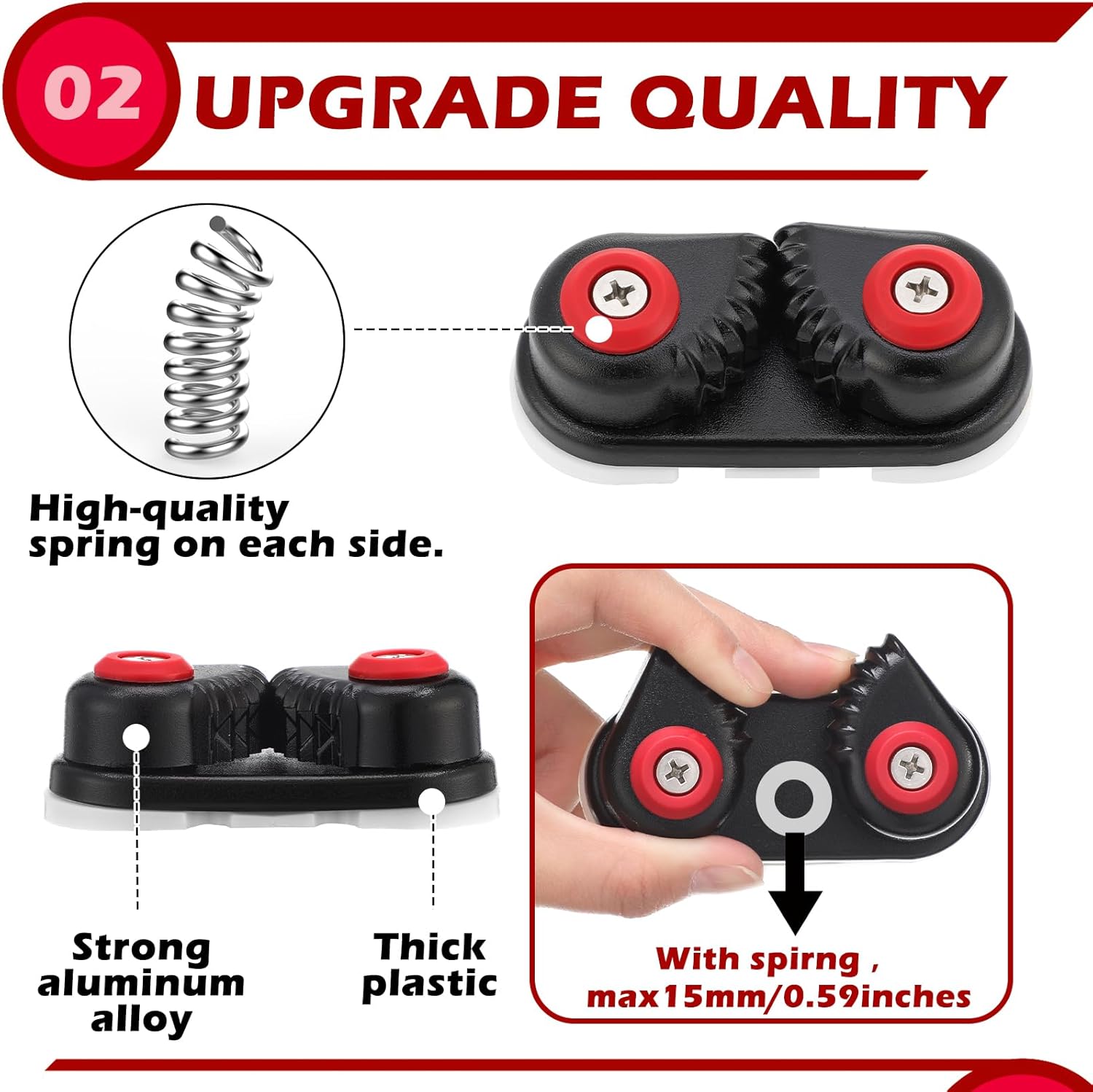 Kayak Cam Cleats Aluminum Rope Cleat 3 Pack 3 Kayak Cam Cleats Aluminum Rope Cleat 3 Pack - Image 3