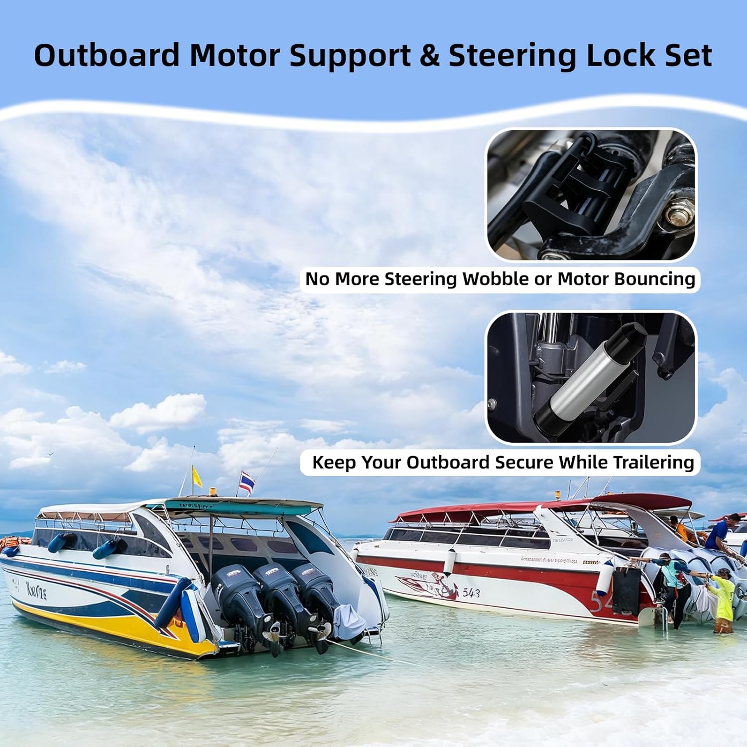 Outboard motor support with hydraulic steering lock 3 Outboard motor support with hydraulic steering lock - Image 3