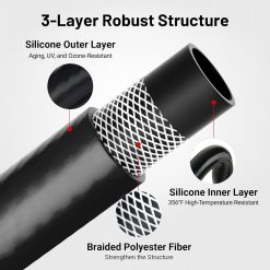 Alternative view of 3/4" Silicone Heater Hose 5FT SAE J20R3 60PSI Black
