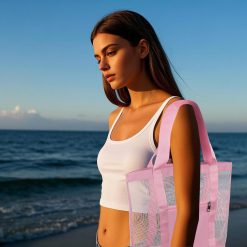 Alternative view of Mesh Beach Tote Bag, 1Pcs 13" x 4" x 13", Upgraded Beach Bags, PVC Waterproof Pool Bag for Beach Vacation and Travel Daily (Black)