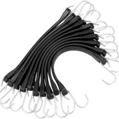 10" Tarp Straps for Flatbed Trailers, Adjustable Tarp Straps, 20 Pack Rubber Bungee Cord Tie-Downs with Hooks for Securing Tarps, Canvases, Cargo