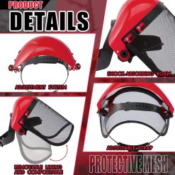 Alternative view of Amylove 2 Pcs Safety Face Shield with Mesh Weed Whacking Face Shield Masks Chainsaw Gardening Weed Mover Protection (Red)