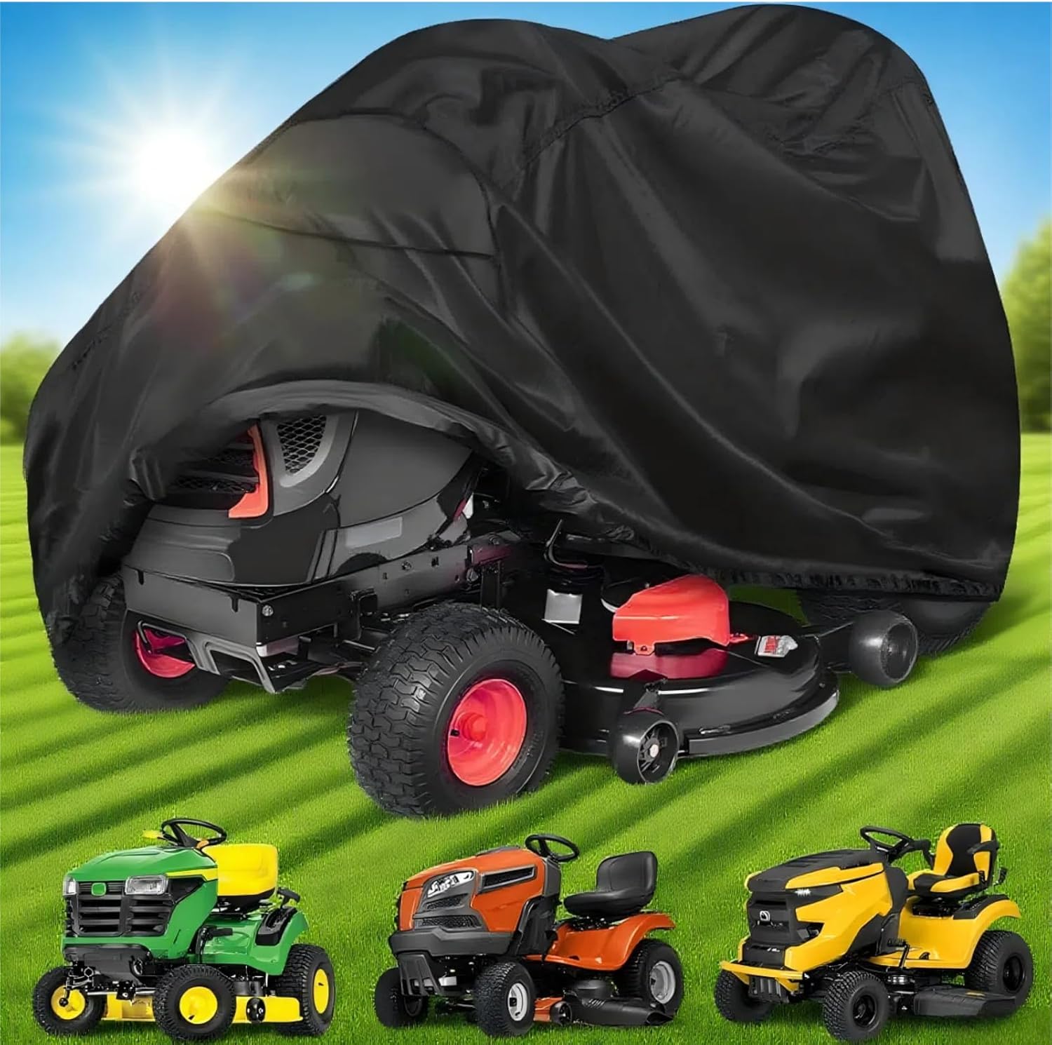 Riding Lawn Mower Cover, 54" Lawnmower Covers For Outdoor, 420D Polyester Oxford Lawn Mower Cover Waterproof Heavy Duty, Riding Lawn Tractor Cover 1 Riding Lawn Mower Cover, 54" Lawnmower Covers For Outdoor, 420D Polyester Oxford Lawn Mower Cover Waterproof Heavy Duty, Riding Lawn Tractor Cover
