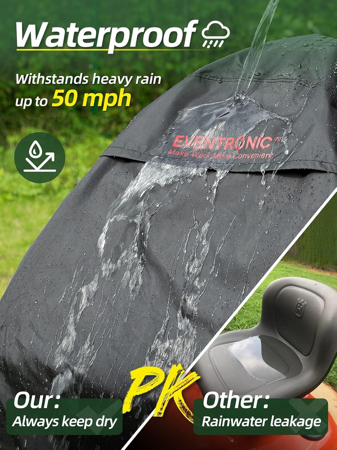 Riding Lawn Mower Cover, 54" Lawnmower Covers For Outdoor, 420D Polyester Oxford Lawn Mower Cover Waterproof Heavy Duty, Riding Lawn Tractor Cover 4 Riding Lawn Mower Cover, 54" Lawnmower Covers For Outdoor, 420D Polyester Oxford Lawn Mower Cover Waterproof Heavy Duty, Riding Lawn Tractor Cover - Image 4