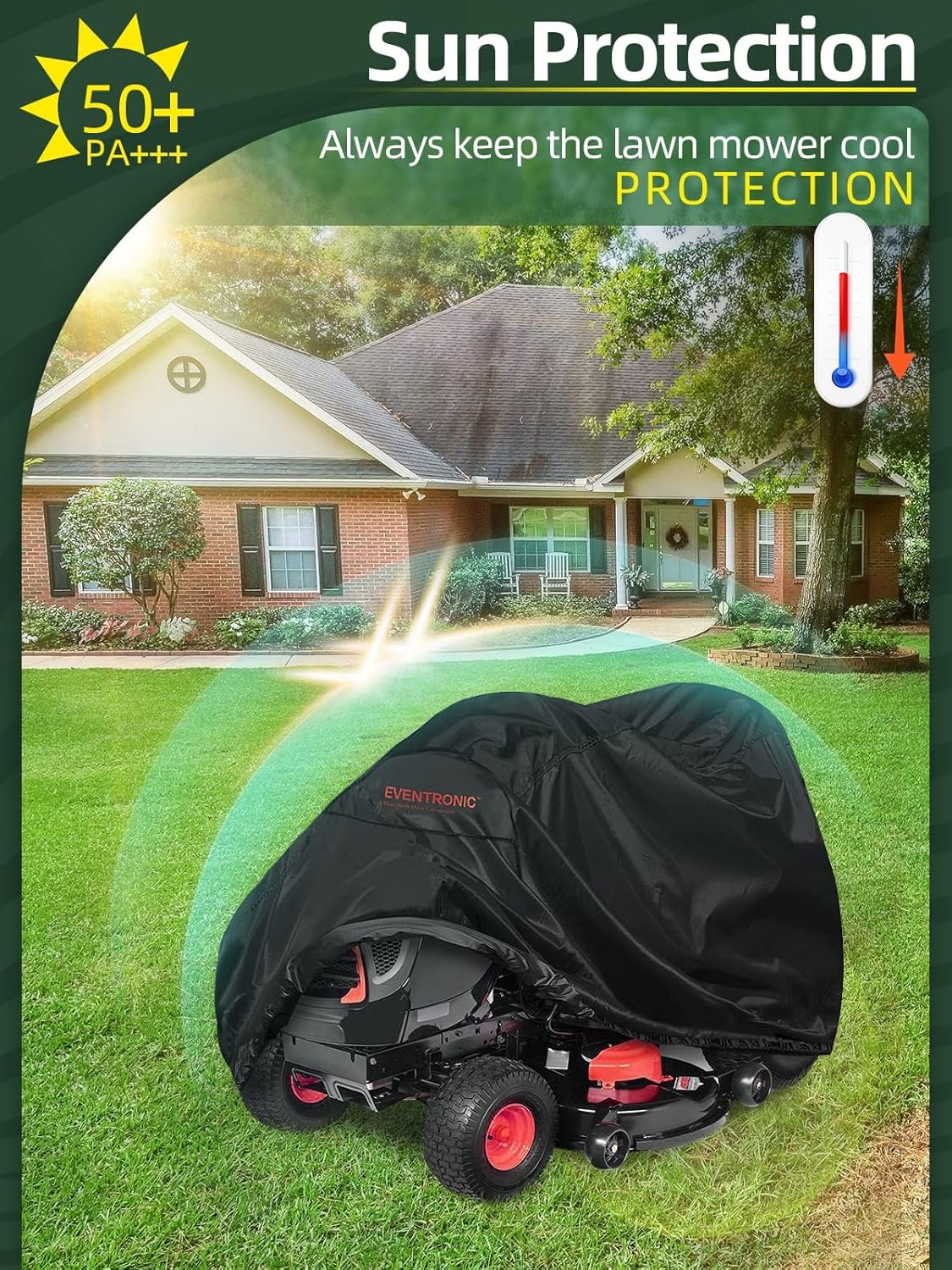 Riding Lawn Mower Cover, 54" Lawnmower Covers For Outdoor, 420D Polyester Oxford Lawn Mower Cover Waterproof Heavy Duty, Riding Lawn Tractor Cover 5 Riding Lawn Mower Cover, 54" Lawnmower Covers For Outdoor, 420D Polyester Oxford Lawn Mower Cover Waterproof Heavy Duty, Riding Lawn Tractor Cover - Image 5