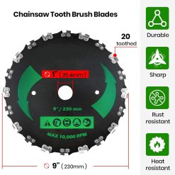 Alternative view of (2-Set) 9" x 20T Chainsaw Tooth Brush Blades - Weed Eater Saw Blade Kit with 2 Carbon Steel Round Chainsaw Blades, 3 Round Files, and 4 Washers for Brush Cutters, String Trimmers, and Weed Wreckers