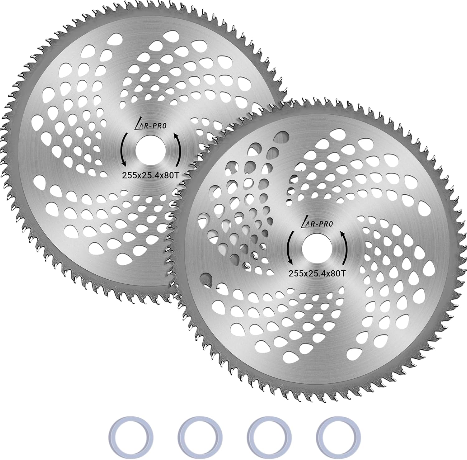 (2-Set) 10" x 80T Carbide Tip Brush Blades – for Cutter, Trimmer, Weed Eater | Made from Premium Stainless Steel That Lasts Long | Cuts Like Butter 1 (2-Set) 10" x 80T Carbide Tip Brush Blades – for Cutter, Trimmer, Weed Eater | Made from Premium Stainless Steel That Lasts Long | Cuts Like Butter