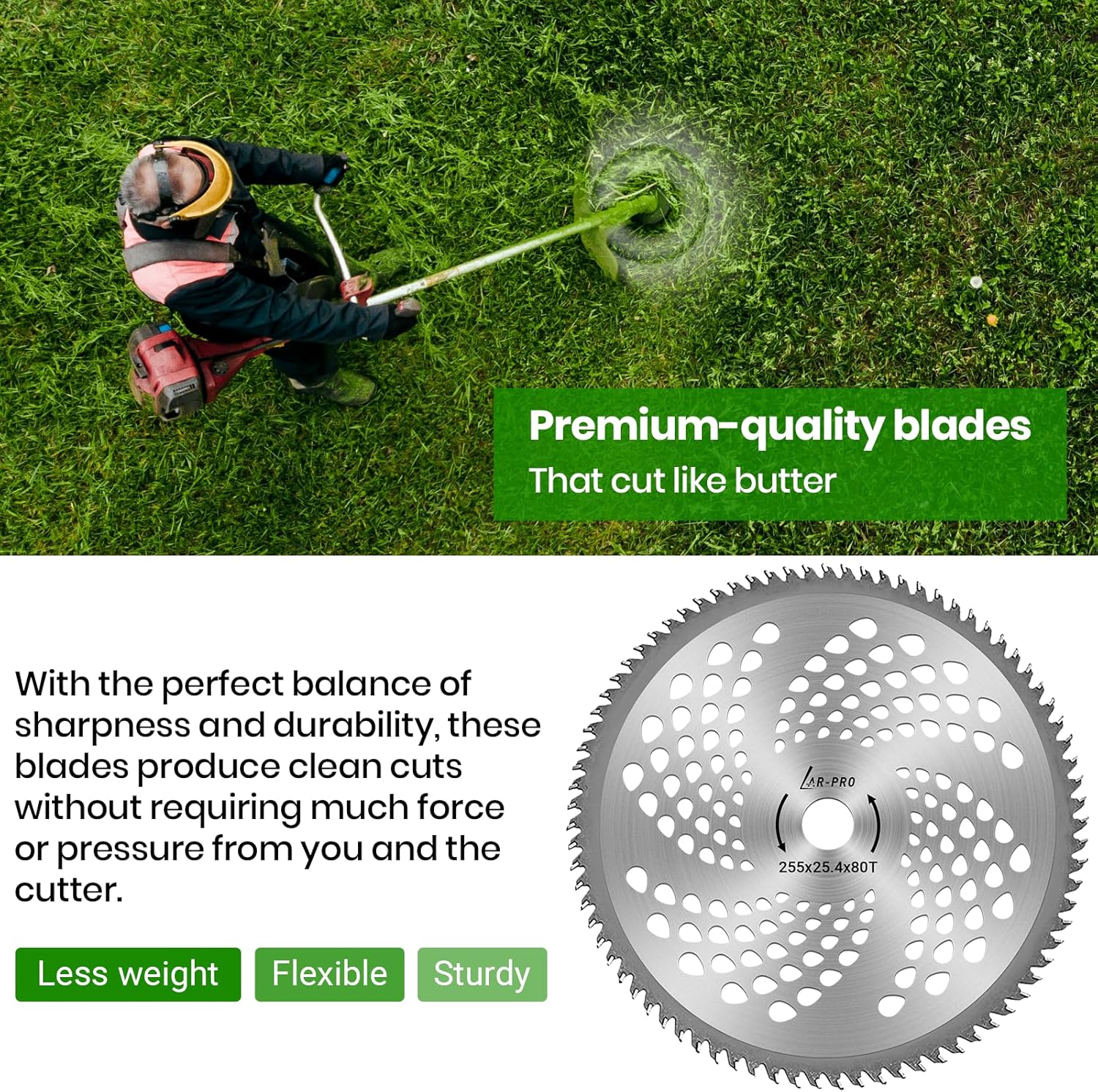 (2-Set) 10" x 80T Carbide Tip Brush Blades – for Cutter, Trimmer, Weed Eater | Made from Premium Stainless Steel That Lasts Long | Cuts Like Butter 4 (2-Set) 10" x 80T Carbide Tip Brush Blades – for Cutter, Trimmer, Weed Eater | Made from Premium Stainless Steel That Lasts Long | Cuts Like Butter - Image 4