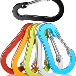6pcs Aluminum Small Carabiner Clip, 2 Inch Carabiner Keychain Clasp Spring D Ring for Hanging Home KeyRings Hook Paracord Lanyard Keychain Pet Collar Hiking Camping Fishing Accessories (Assorted)