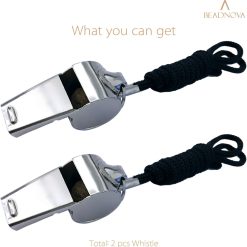 Alternative view of Stainless Steel Whistle with Lanyard – Pack of 2