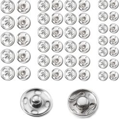 Nickel snap buttons for sewing, 106 sets, 3 sizes