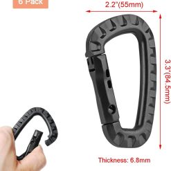 Alternative view of Tactical Gear Carabiner Keychain Clip Plastic D-Rings Large Key Chain Heavy Duty Snap Hook for Backpack, Belt, Keyrings, Bags, Bottle, Tent, Camping