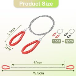 Alternative view of 2pcs Cable Wire Saw for PVC, Stainless Steel Pocket Chainsaw Rope Backpack Gear, 31.3" Rope Saw for PE and ABS Plastic Pipes, Emergency Survival Outdoor Camping Hiking Hunting Kits