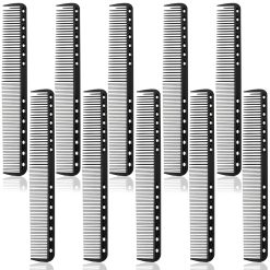 10PCS Cutting Combs for Hair Stylist, Carbon Fiber Hair Combs Fine Tooth Comb Barber Comb Heat Resistant Carbon Fiber Professional Salon Hairdressing for Salon Stylist Men and Women Black