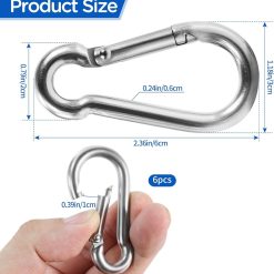 Alternative view of 304 Stainless Steel Carabiners，M6 Carabiners Clips for Camping,Swing,Hiking,Hammock,Water Bottle, Backpack