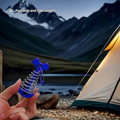 Alternative view of Fishbone SpringTent Peg Portable Windproof Anchors,Aluminum Tent Stakes with Carabiner for Camping Deck, Spring-Loaded Gutter Hook for Tarp,Adjustable Gap Stake for Outdoor Canopy (Blue and Black)