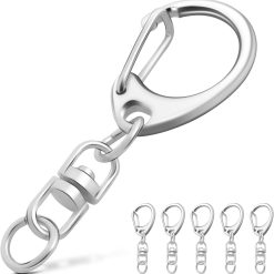 25 Pack Lobster Claw Clasps Keychain Kit, Silver Keychain Clip with Swivel Snap Hooks, Bulk Key Chain Clasps for Crafts DIY Making