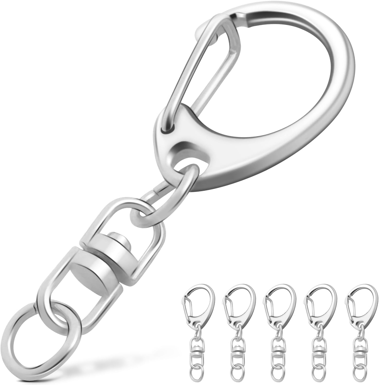 25 Pack Lobster Claw Clasps Keychain Kit, Silver Keychain Clip with Swivel Snap Hooks, Bulk Key Chain Clasps for Crafts DIY Making 1 25 Pack Lobster Claw Clasps Keychain Kit, Silver Keychain Clip with Swivel Snap Hooks, Bulk Key Chain Clasps for Crafts DIY Making