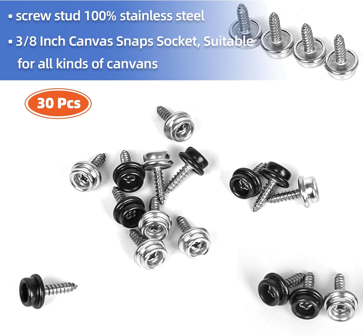 Boat Canvas Snaps Stainless Steel 1" 30 Pack 4 Boat Canvas Snaps Stainless Steel 1" 30 Pack - Image 4