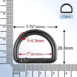 Alternative view of 10pcs 1 Inch Spring D Ring Purse Clip, Metal Carabiner Keychain Clips for Bag Strap Hook, Key Fob Holder, Dog Tag Clasp, Paracord Keyring (GunBlack)