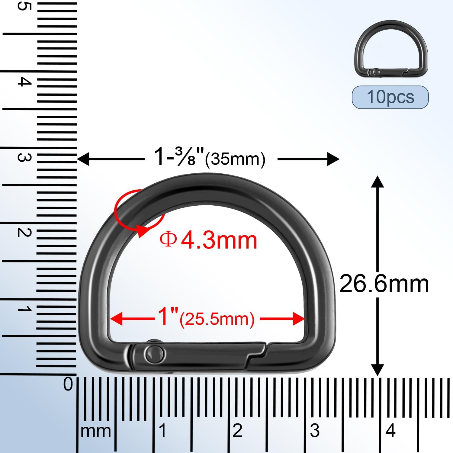 10pcs 1 Inch Spring D Ring Purse Clip, Metal Carabiner Keychain Clips for Bag Strap Hook, Key Fob Holder, Dog Tag Clasp, Paracord Keyring (GunBlack) 2 10pcs 1 Inch Spring D Ring Purse Clip, Metal Carabiner Keychain Clips for Bag Strap Hook, Key Fob Holder, Dog Tag Clasp, Paracord Keyring (GunBlack) - Image 2