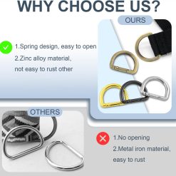 10pcs 1 Inch Spring D Ring Purse Clip, Metal Carabiner Keychain Clips for Bag Strap Hook, Key Fob Holder, Dog Tag Clasp, Paracord Keyring (GunBlack) 13 V1258 DP02 E 18 202604132335 06
