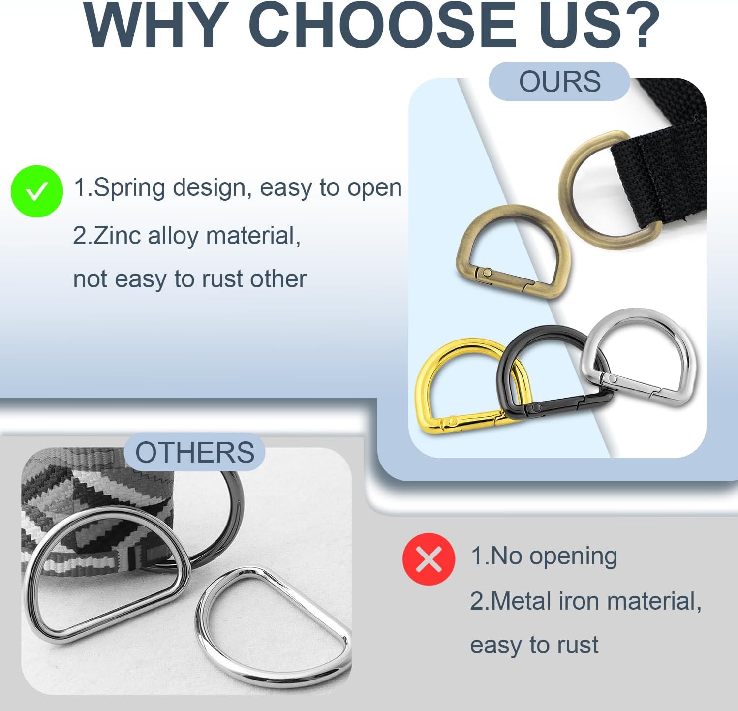 10pcs 1 Inch Spring D Ring Purse Clip, Metal Carabiner Keychain Clips for Bag Strap Hook, Key Fob Holder, Dog Tag Clasp, Paracord Keyring (GunBlack) 7 10pcs 1 Inch Spring D Ring Purse Clip, Metal Carabiner Keychain Clips for Bag Strap Hook, Key Fob Holder, Dog Tag Clasp, Paracord Keyring (GunBlack) - Image 7