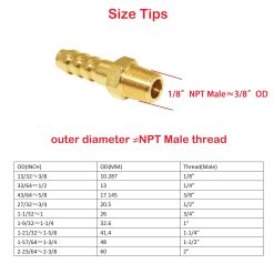 Alternative view of Brass hose barb fitting 1/8" NPT male 5 pack