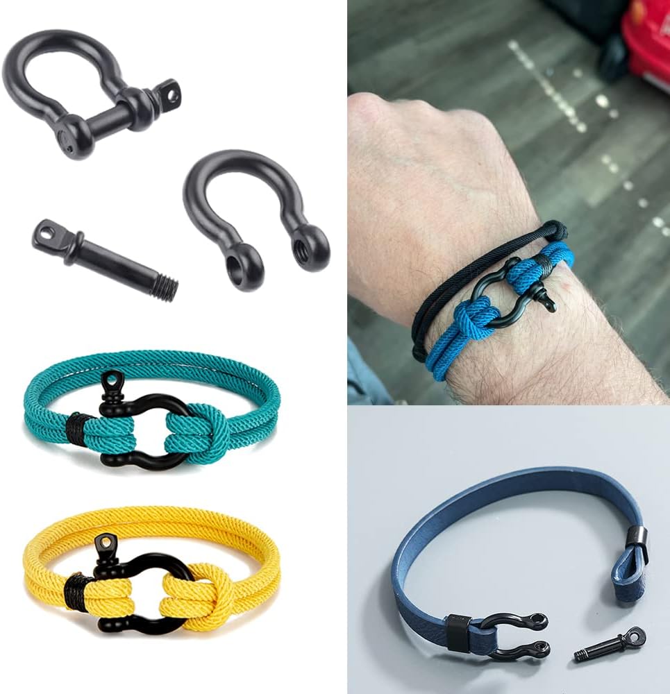 CooBigo Metal Silver Bow Shackle for Emergency Survival Paracord Bracelet Parachute 2 CooBigo Metal Silver Bow Shackle for Emergency Survival Paracord Bracelet Parachute - Image 2