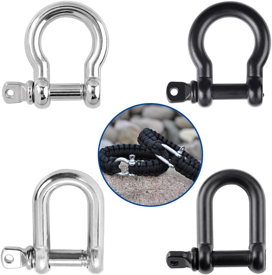 CooBigo Metal Silver Bow Shackle for Emergency Survival Paracord Bracelet Parachute 5 CooBigo Metal Silver Bow Shackle for Emergency Survival Paracord Bracelet Parachute - Image 5