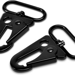 6 Pack Paracord Lanyard Accessories 1-1/4" Rifle Sling Clips Metal Swivel Snap Hook Keychain Carabiner Key Chain for Keyrings (Black)