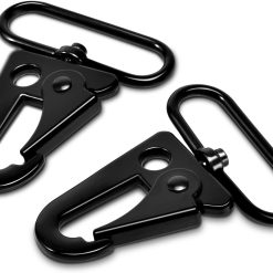 6 Pack Paracord Lanyard Accessories 1-1/2" Rifle Sling Clips Metal Swivel Snap Hook Keychain Carabiner Key Chain for Keyrings (Black)