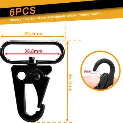 Alternative view of 6 Pack Paracord Lanyard Accessories 1-1/2" Rifle Sling Clips Metal Swivel Snap Hook Keychain Carabiner Key Chain for Keyrings (Black)